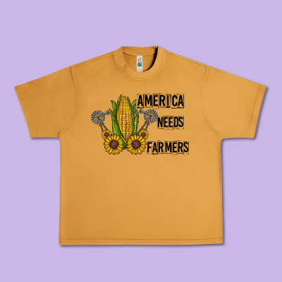 America Needs Farmers Urban Heavy Tee Designed By Cowhidedigitalart
