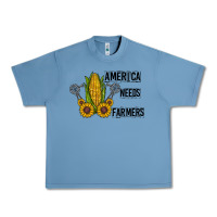 Pebble Blue america needs farmers Urban Heavy Tee - CowhideDigitalArt
