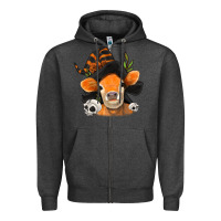 Charcoal Heather halloween witch cow Zipper Hoodie - Jasminsmagicworld