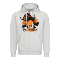 Dove Grey halloween witch cow Zipper Hoodie - Jasminsmagicworld