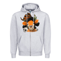 Heather Grey halloween witch cow Zipper Hoodie - Jasminsmagicworld