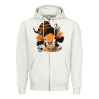 Oatmeal Heather halloween witch cow Zipper Hoodie - Jasminsmagicworld