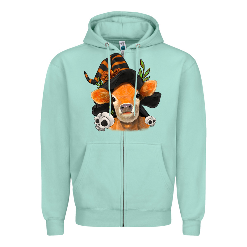 Halloween Witch Cow Zipper Hoodie by Jasminsmagicworld | Teevron