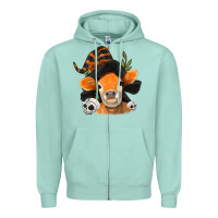 Seafoam halloween witch cow Zipper Hoodie - Jasminsmagicworld
