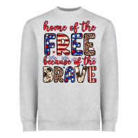 Heather Grey Home of the free because of the brave Heavyweight Sweatshirt - Neo Western