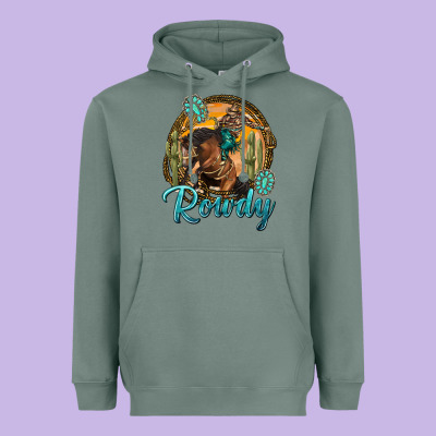 Western Rowdy Heavyweight Hoodie Designed By Nancycooperartshop