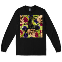 Black halloween witch skull seamless pattern Long Sleeve Tee - BundleAndBundleShop