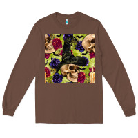 Chestnut halloween witch skull seamless pattern Long Sleeve Tee - BundleAndBundleShop