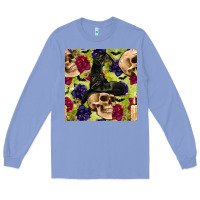Colony Blue halloween witch skull seamless pattern Long Sleeve Tee - BundleAndBundleShop
