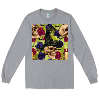 Heather Grey halloween witch skull seamless pattern Long Sleeve Tee - BundleAndBundleShop