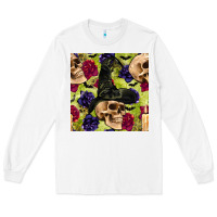 White halloween witch skull seamless pattern Long Sleeve Tee - BundleAndBundleShop