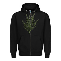 Black Botanical Sagebrush Illustrations Zipper Hoodie - LillyAllenDesigns