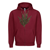 Burgundy Botanical Sagebrush Illustrations Zipper Hoodie - LillyAllenDesigns