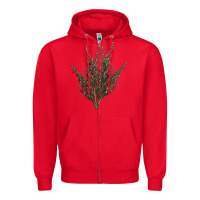 Red Botanical Sagebrush Illustrations Zipper Hoodie - LillyAllenDesigns