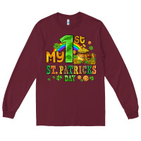 Burgundy my first st patricks day with coins and shamrocks Long Sleeve Tee - AdoDesignShop