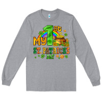 Heather Grey my first st patricks day with coins and shamrocks Long Sleeve Tee - AdoDesignShop