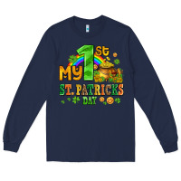 Navy my first st patricks day with coins and shamrocks Long Sleeve Tee - AdoDesignShop
