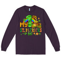 Plum my first st patricks day with coins and shamrocks Long Sleeve Tee - AdoDesignShop