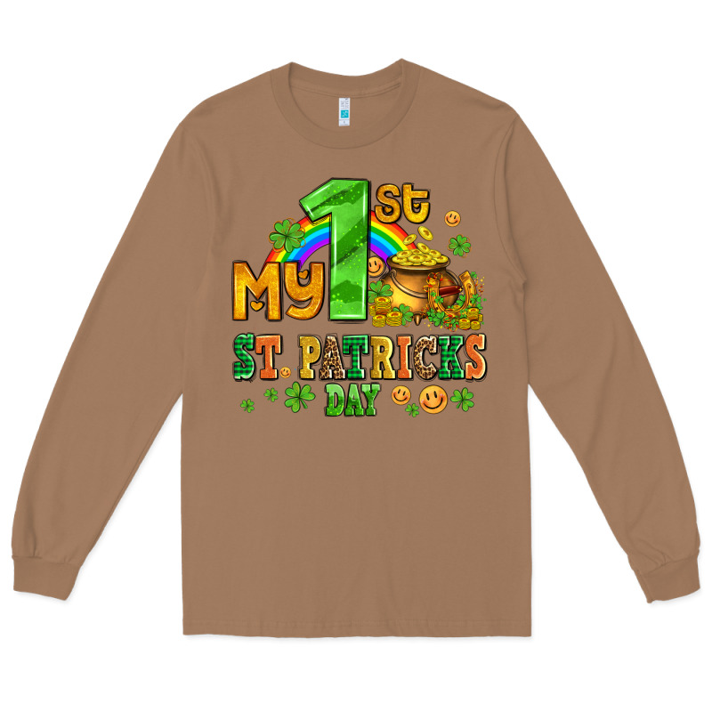 My First St Patricks Day With Coins And Shamrocks Long Sleeve Tee by AdoDesignShop | Teevron