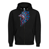 Black indian headdress with american flag Zipper Hoodie - BarkalooDesign