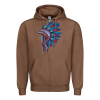 Chestnut indian headdress with american flag Zipper Hoodie - BarkalooDesign