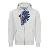 Dove Grey indian headdress with american flag Zipper Hoodie - BarkalooDesign