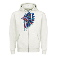 Indian Headdress With American Flag Zipper Hoodie | Teevron