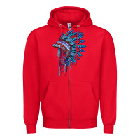 Red indian headdress with american flag Zipper Hoodie - BarkalooDesign