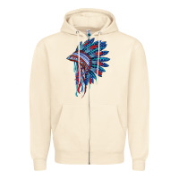 Sandshell indian headdress with american flag Zipper Hoodie - BarkalooDesign