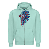 Seafoam indian headdress with american flag Zipper Hoodie - BarkalooDesign