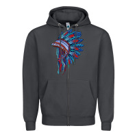 Smoke indian headdress with american flag Zipper Hoodie - BarkalooDesign