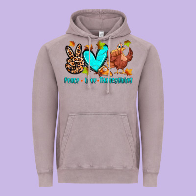Peace Love Thanksgiving Vintage Hoodie Designed By Zillion Design Studio