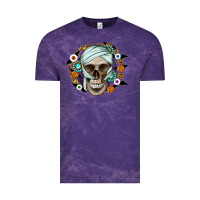 Cloud Purple Halloween Skeleton Vintage Tee - CowhideDigitalArt