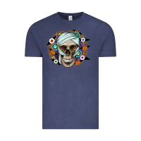 Vintage Denim Halloween Skeleton Vintage Tee - CowhideDigitalArt