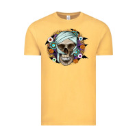 Vintage Mustard Halloween Skeleton Vintage Tee - CowhideDigitalArt