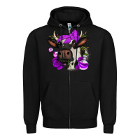 Black halloween roses cow Zipper Hoodie - Jasminsmagicworld