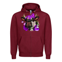 Burgundy halloween roses cow Zipper Hoodie - Jasminsmagicworld