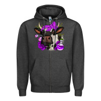 Charcoal Heather halloween roses cow Zipper Hoodie - Jasminsmagicworld