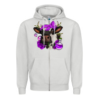 Dove Grey halloween roses cow Zipper Hoodie - Jasminsmagicworld
