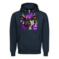 Navy halloween roses cow Zipper Hoodie - Jasminsmagicworld