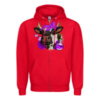 Red halloween roses cow Zipper Hoodie - Jasminsmagicworld