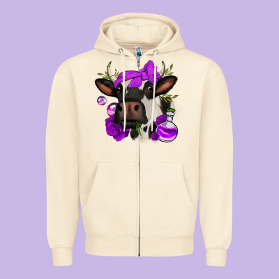 Halloween Roses Cow Zipper Hoodie Designed By Jasminsmagicworld