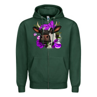 Sports Green halloween roses cow Zipper Hoodie - Jasminsmagicworld