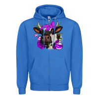 True Royal halloween roses cow Zipper Hoodie - Jasminsmagicworld