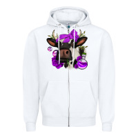 White halloween roses cow Zipper Hoodie - Jasminsmagicworld