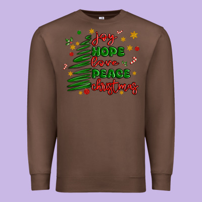 Joy Hope Love Peace Christmas Premium Sweatshirt Designed By Maliassmallbusiness