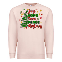 Pale Pink joy hope love peace christmas Premium Sweatshirt - MaliasSmallBusiness