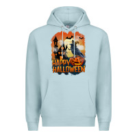 Blue Mist Happy Halloween With Crow Premium Hoodie - LillyAllenDesigns