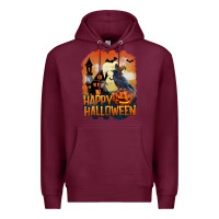 Burgundy Happy Halloween With Crow Premium Hoodie - LillyAllenDesigns