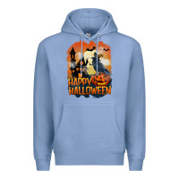 Colony Blue Happy Halloween With Crow Premium Hoodie - LillyAllenDesigns